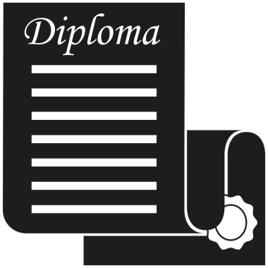 Siyah beyaz açık diploma kaydırma siluet.