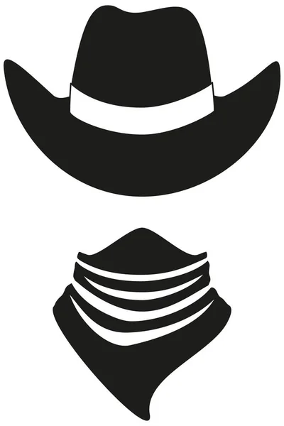 Silueta avatar vaquero blanco y negro — Vector de stock