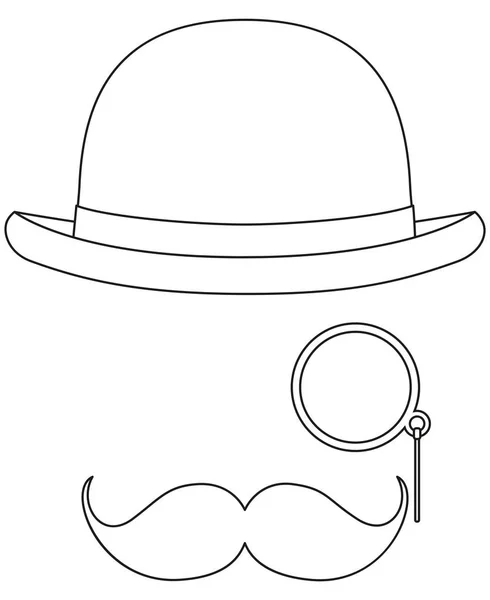 Line Art schwarz-weiße Hipster Avatarelemente — Stockvektor