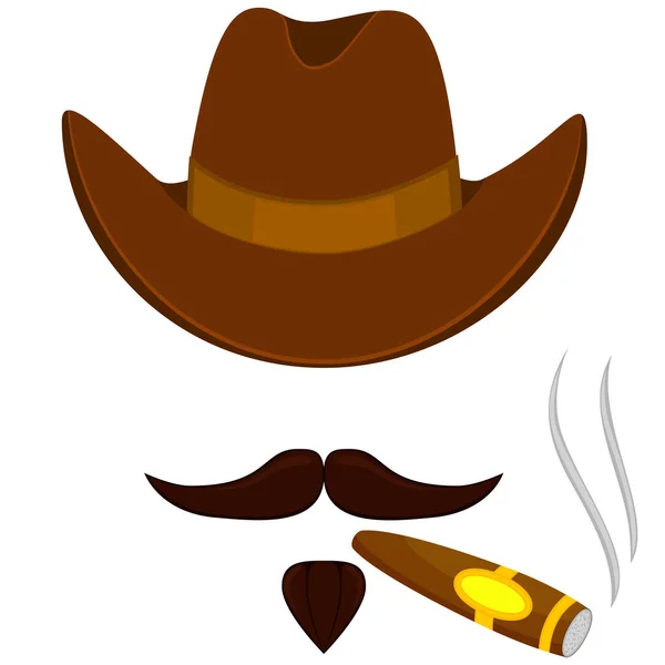 Desenhos animados coloridos fumar cowboy avatar — Vetor de Stock