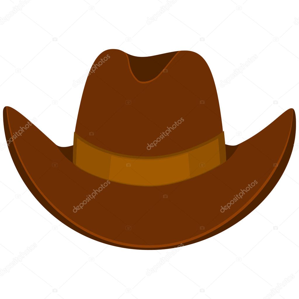 Colorful cartoon cowboy hat. Wild west vector illustration for gift card certificate sticker, badge, sign, stamp, logo, label, icon, poster, patch, banner invitation