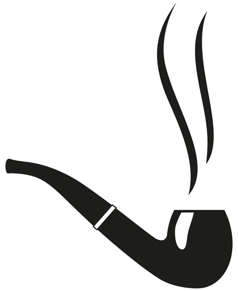 Preto e branco fumar cachimbo silhueta — Vetor de Stock
