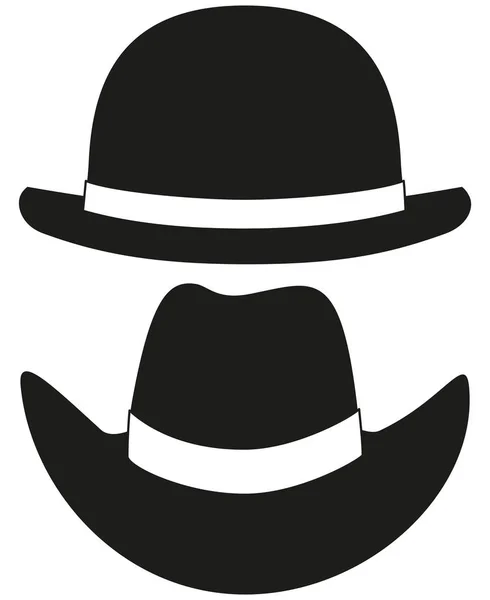 Ensemble chapeau silhouette noir et blanc — Image vectorielle