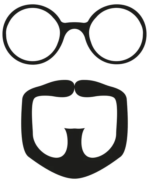 Conjunto de gafas de chivo blanco y negro silueta — Archivo Imágenes Vectoriales