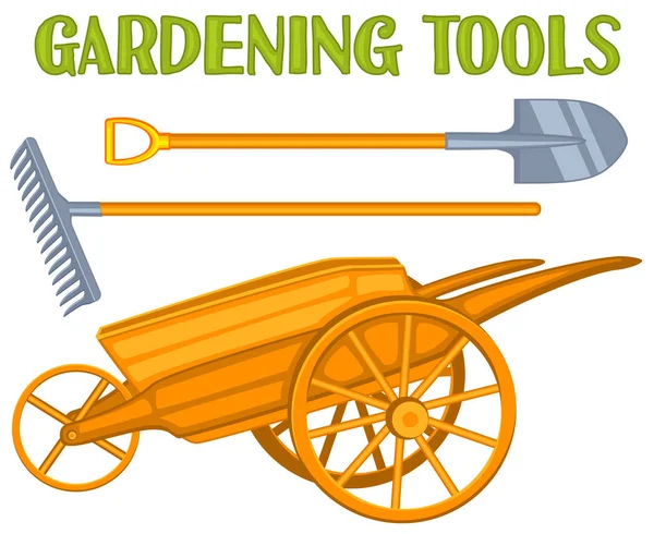 Conjunto de ferramentas coloridas brilhantes dos cuidados do jardim dos desenhos animados . —  Vetores de Stock