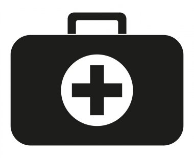 Siyah ve beyaz ilk yardım kiti siluet