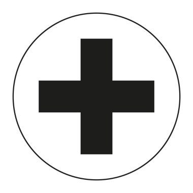 Siyah ve beyaz tıp çapraz sembol siluet