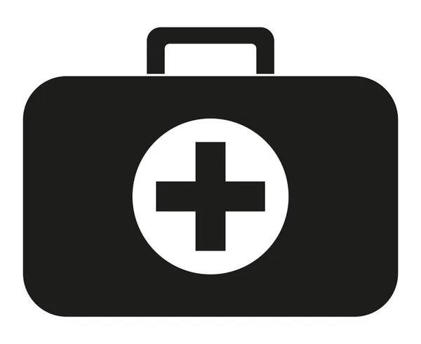 Black and white first aid kit silhouette — Stock Vector