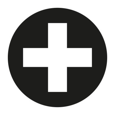 Siyah ve beyaz tıp çapraz sembol siluet