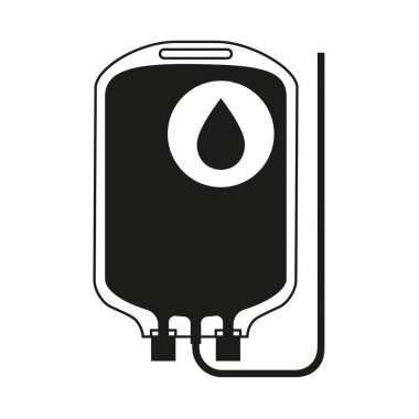 Siyah ve beyaz kan bağış çanta siluet