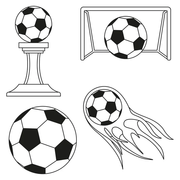 Gols de futebol preto e branco definidos —  Vetores de Stock