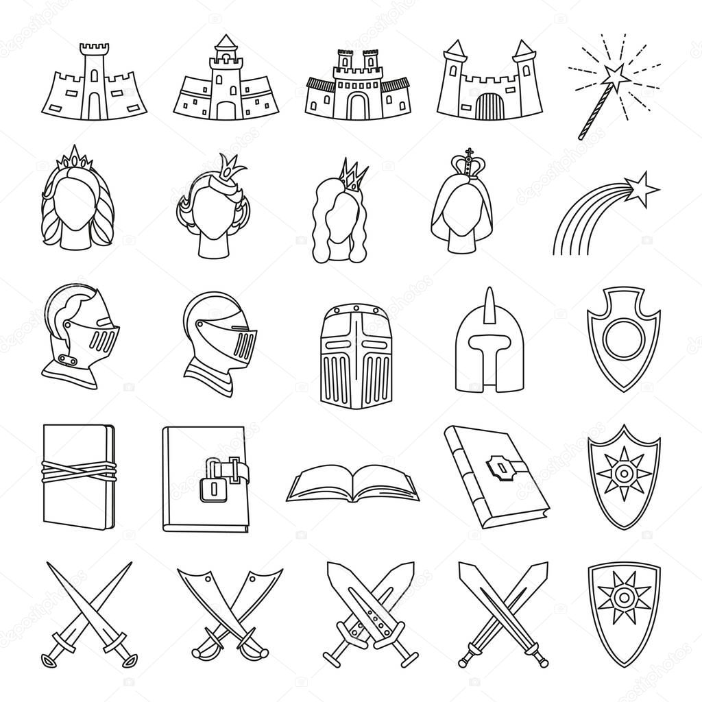 25 line art black and white fairytale elements