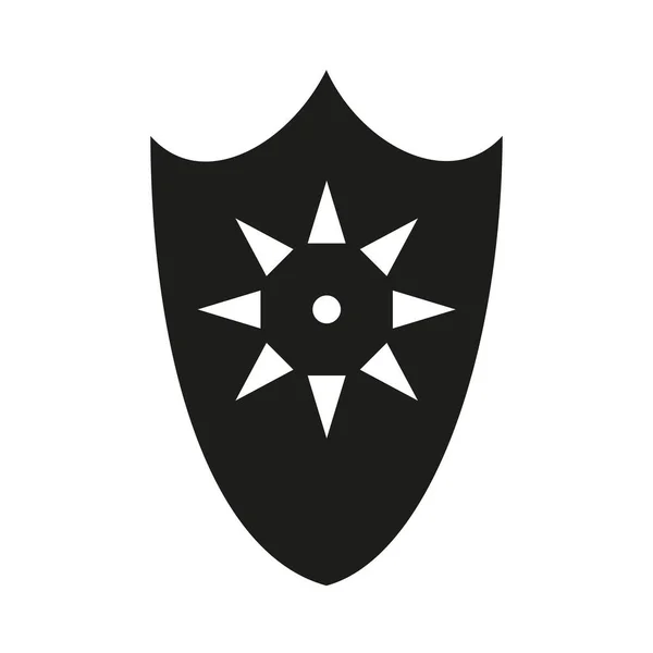 Black and white sun shield silhouette — ストックベクタ