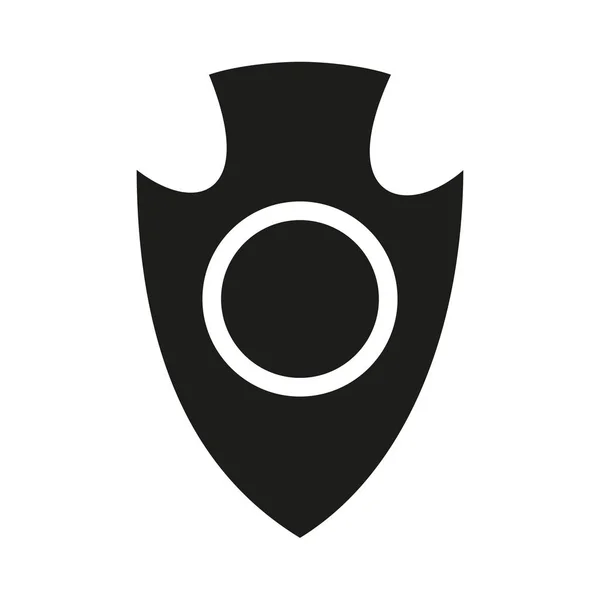Silhueta escudo preto e branco — Vetor de Stock