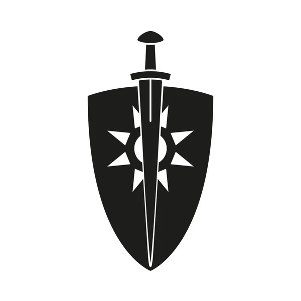 Чорно-білий щит меча Стокова Ілюстрація