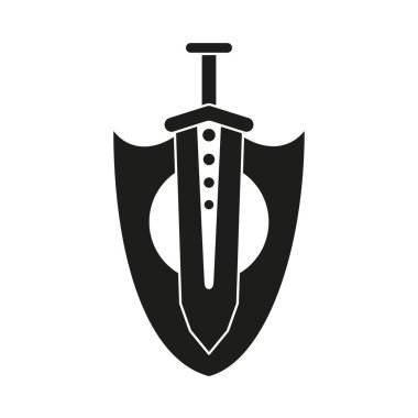 Siyah beyaz kılıç kalkan dekoru