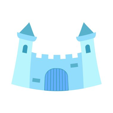 Mavi karikatür masal şatosu kapısı