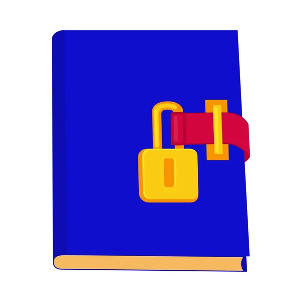 Kartun mengunci buku harian biru - Stok Vektor