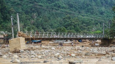 Lebak, Banten - Januari 23, 2020: 1 Ocak 2020 'de Endonezya' nın Banten ilindeki Lebak ilçesini sel bastı