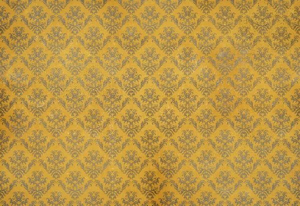 Yellow faded damask wallpaper