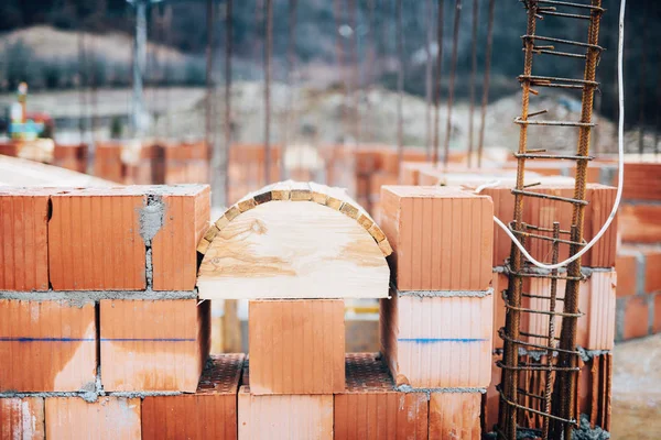 Industrial construction site with brick details — Stock Photo, Image
