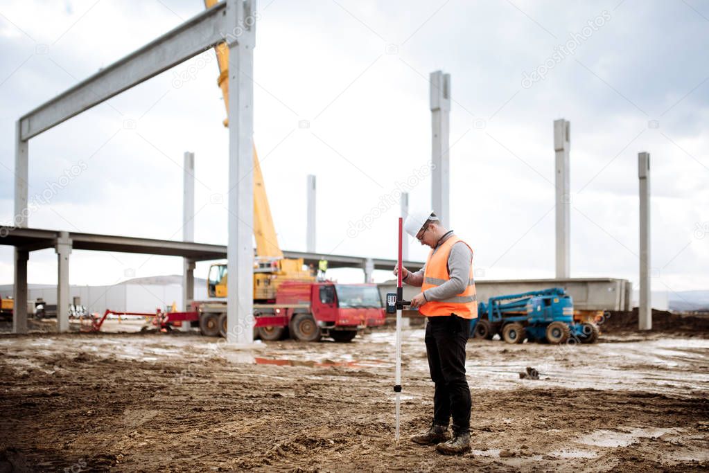 Close up details of construction site, industrial civil engineer