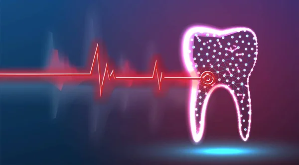 Dente, ponto dental da doença. Saúde e conceito médico. vermelho — Vetor de Stock