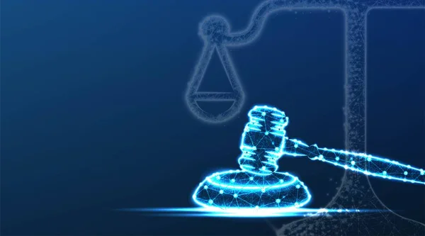 Waage der Gerechtigkeit, Hammer-Symbol. Rechtsanwaltskanzlei, Rechtsanwalt, Notar — Stockvektor