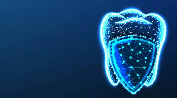 Dientes, dientes y escudo. Protección dental. Cuidado dental. Abstracto — Vector de stock