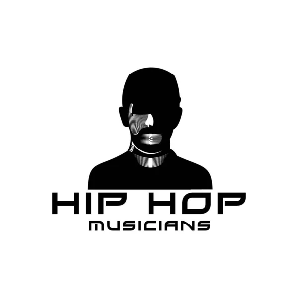 Silüet adam şapka kullanıyor. Hip Hop müzisyenlerinin logo fikirleri. İlham verici — Stok Vektör