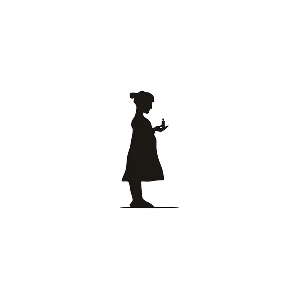 Silhouet jonge vrouw met kaars Logo Ideeën. Inspiratie l — Stockvector