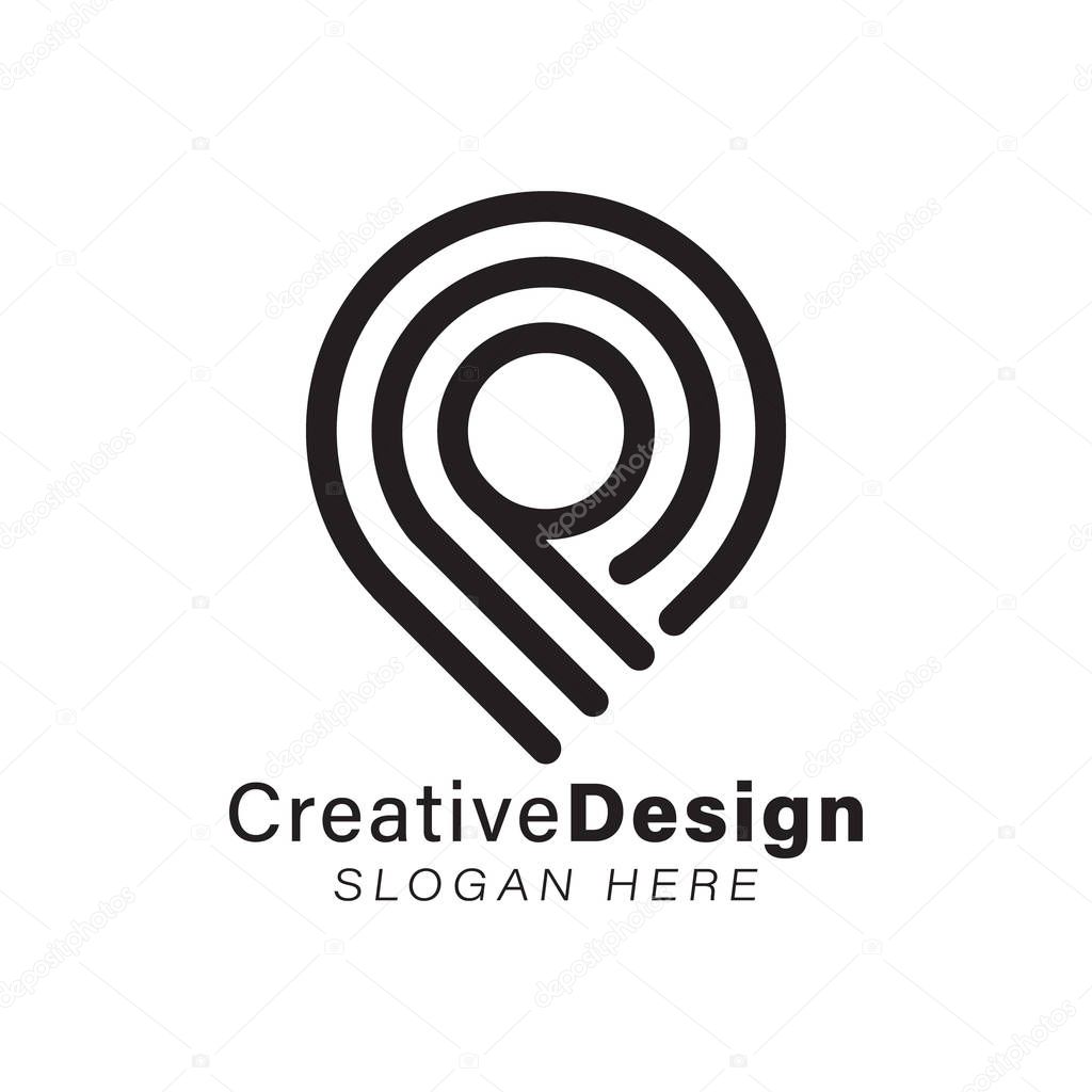 pin map mono line logo Ideas. Inspiration logo design. Template 