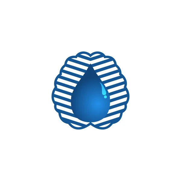 Мозг и капля воды. Дизайн логотипа. Темпла — стоковый вектор