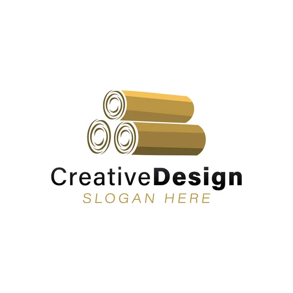 Pila de ideas logotipo de madera. Diseño del logotipo de inspiración. Plantilla Vecto — Archivo Imágenes Vectoriales