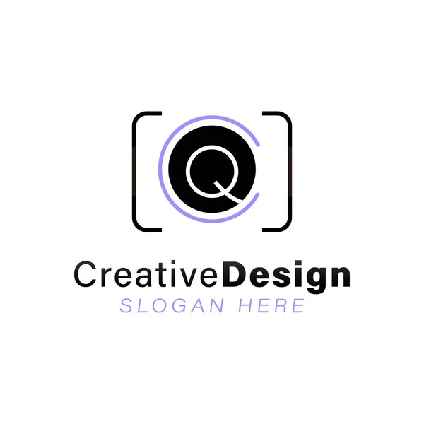 Carta inicial Q Modern Lens Camera Logo Ideas. Logotipo de inspiração — Vetor de Stock