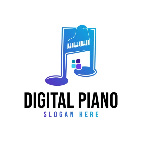 Идеи цифрового логотипа фортепиано. Дизайн логотипа. Шаблон — стоковый вектор