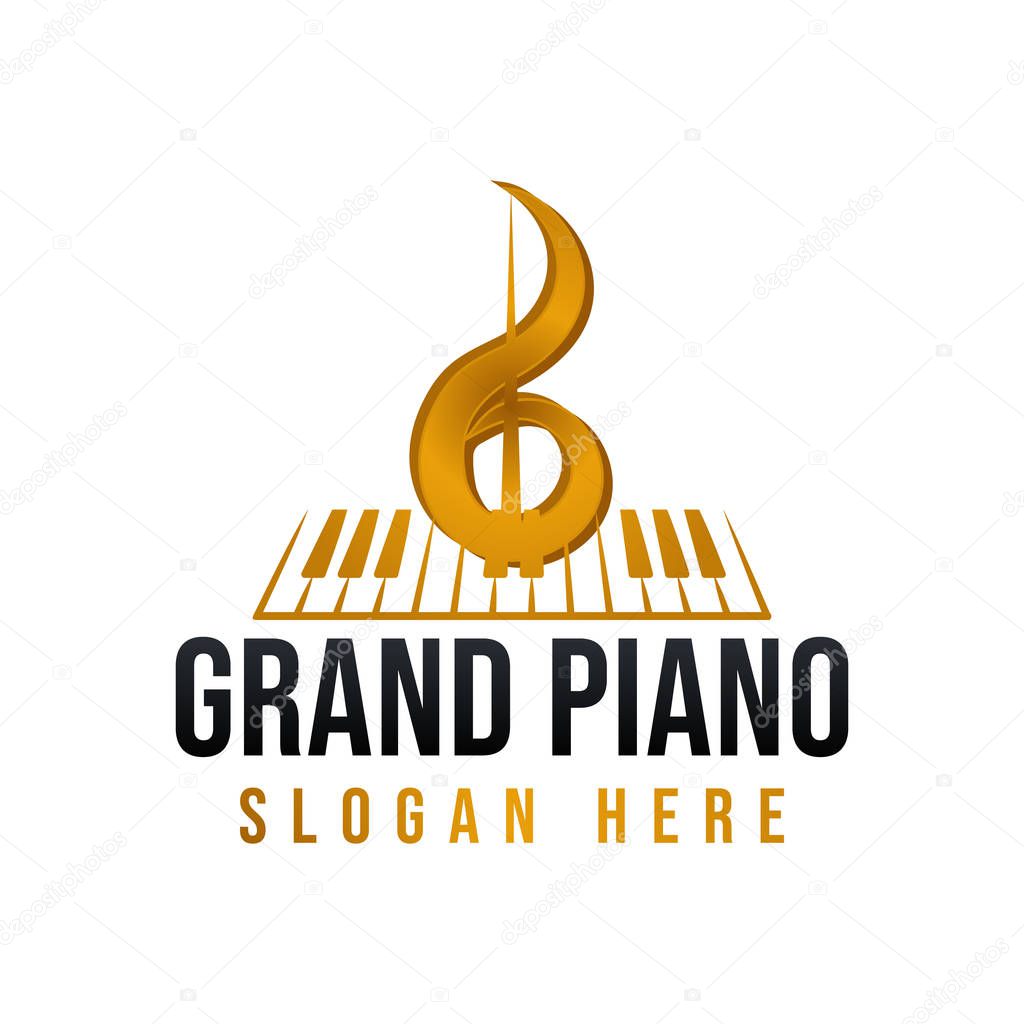 Grand Piano Logo Ideas. Inspiration logo design. Template Vector