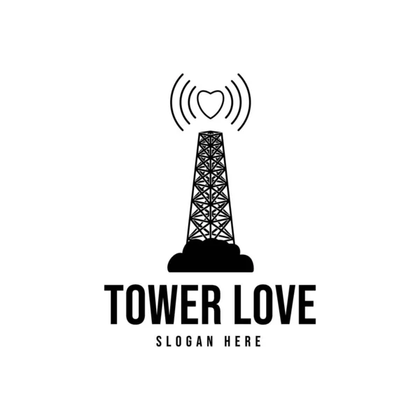 Ideas de señal de torre y logotipo de amor. Diseño del logotipo de inspiración. Templ — Vector de stock