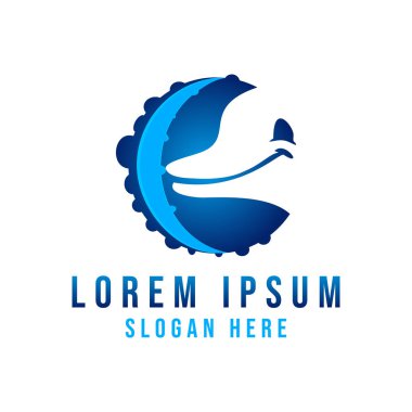 Yunus, ahtapot logosu fikri. İlham logosu tasarımı. Şablon V