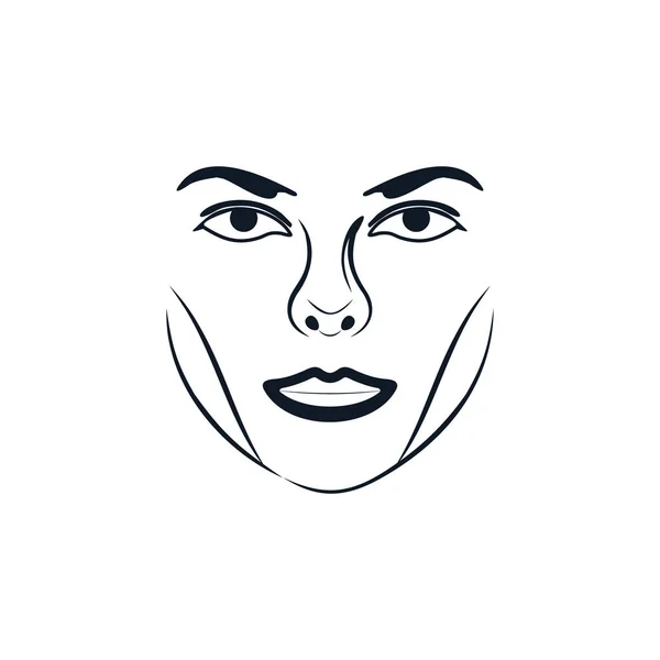 Ομορφιά γυναίκα πρόσωπο μονο γραμμή λογότυπο Ιδέες. Σχεδιασμός λογότυπου έμπνευσης. — Διανυσματικό Αρχείο