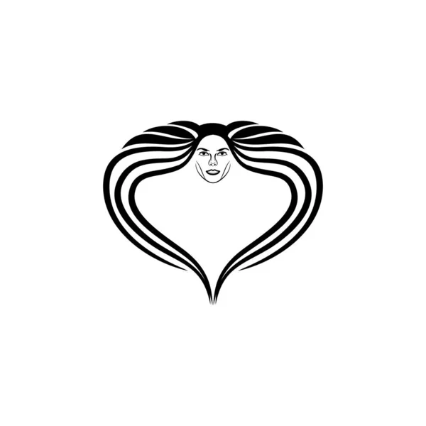 Schönheit Frau mit langen Haaren Logo-Ideen. inspiration logo design. — Stockvektor