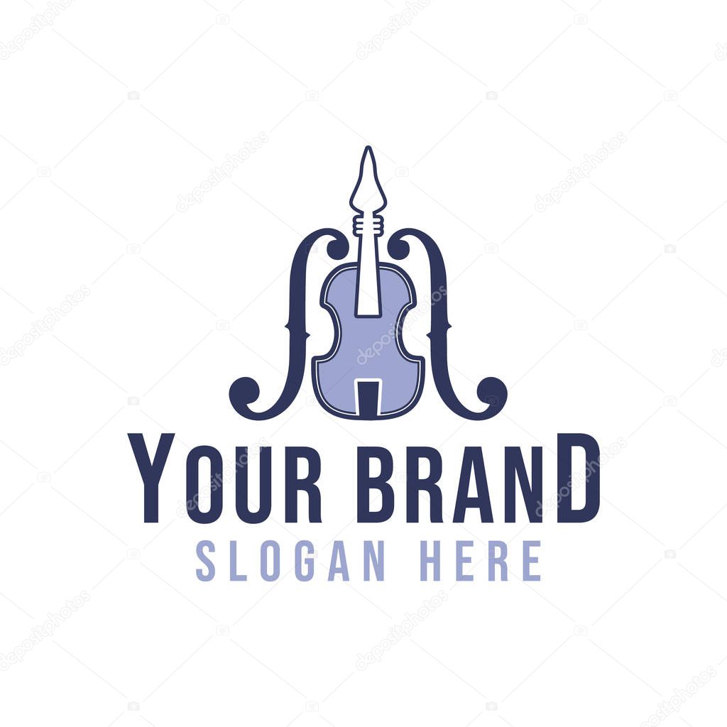 Guitar,violin, musical instrument logo ideas.  Inspiration logo design. Template Vector Illustration. Isolated On White Background