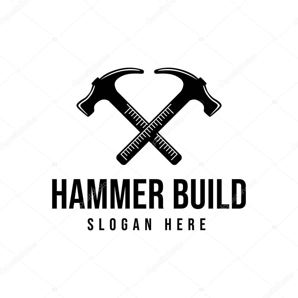 Crossed hammer. construction logo Ideas. Inspiration logo design. Template Vector Illustration. Isolated On White Background
