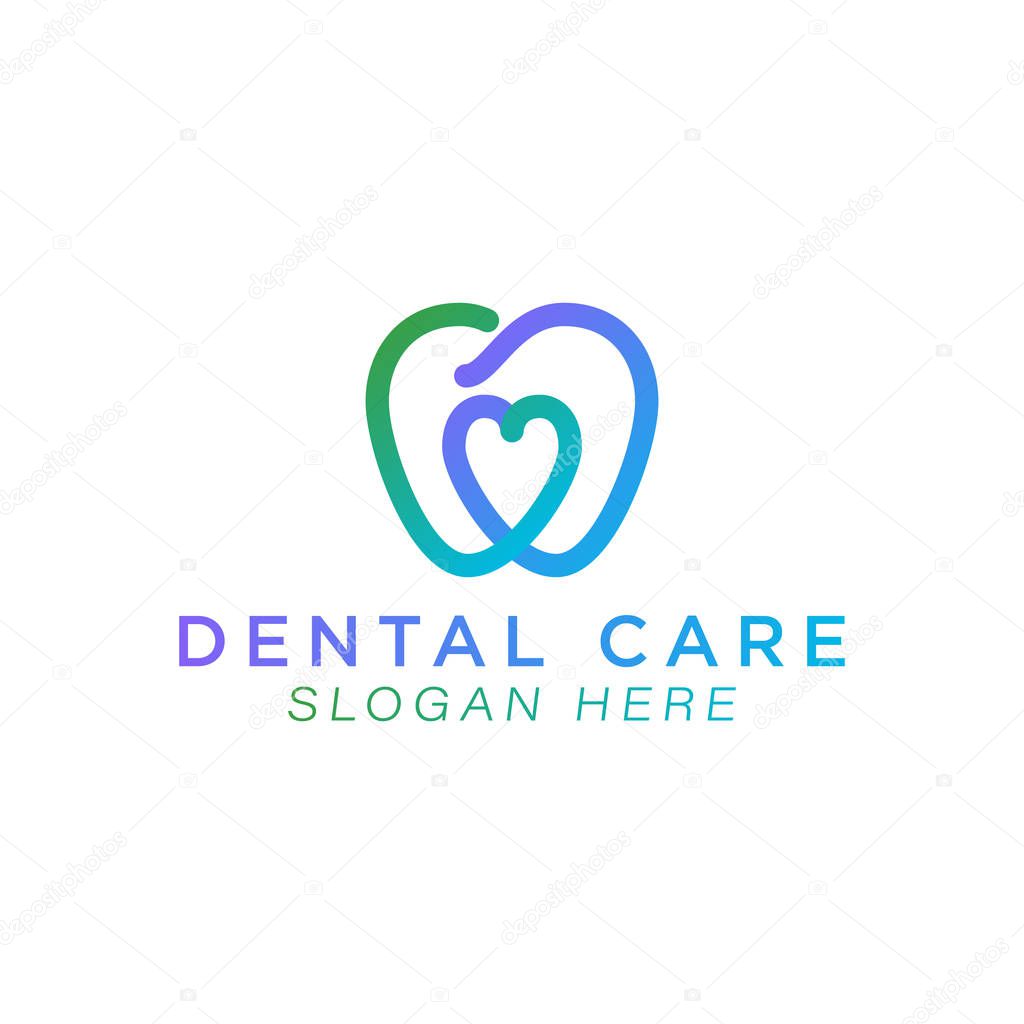 Dental care and love. technology logo Ideas. Inspiration logo design. Template Vector Illustration. Isolated On White Background