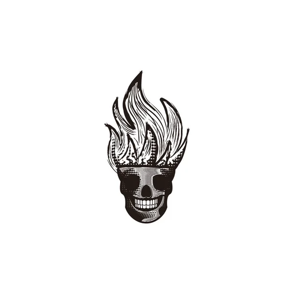 Φλόγα φωτιάς κρανίου Ιδέες. Σχεδιασμός λογότυπου έμπνευσης. Προσωρινή. — Διανυσματικό Αρχείο