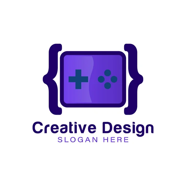 Código do jogo consola logo Ideias. Design de logotipo de inspiração. Modelo — Vetor de Stock