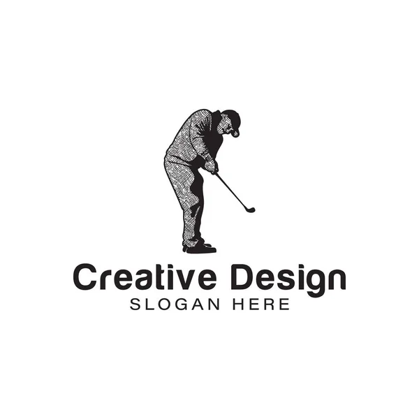 Golf logosu oynayan yaşlı bir adam. İlham logosu tasarımı. Templa