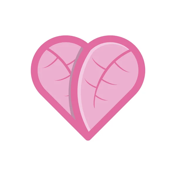 Różowa ikona miłości wykonana z logo liści Pomysły. Projektowanie logo inspiracji — Wektor stockowy
