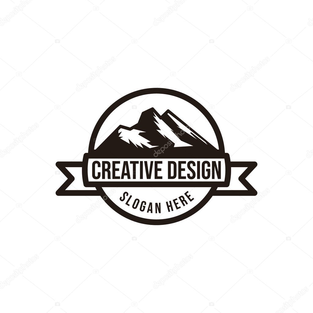 Mountain adventure logo Ideas. Inspiration logo design. Template Vector Illustration. Isolated On White Background