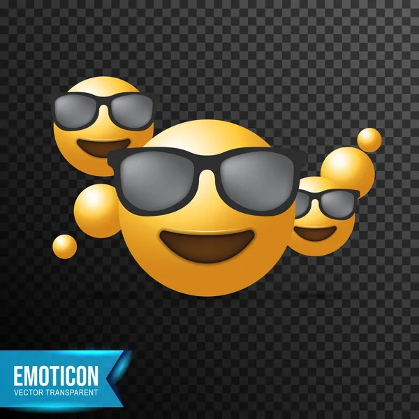 Usmívající se tvář se slunečními brýlemi Emoji vektorové ilustrace, izolovat — Stockový vektor